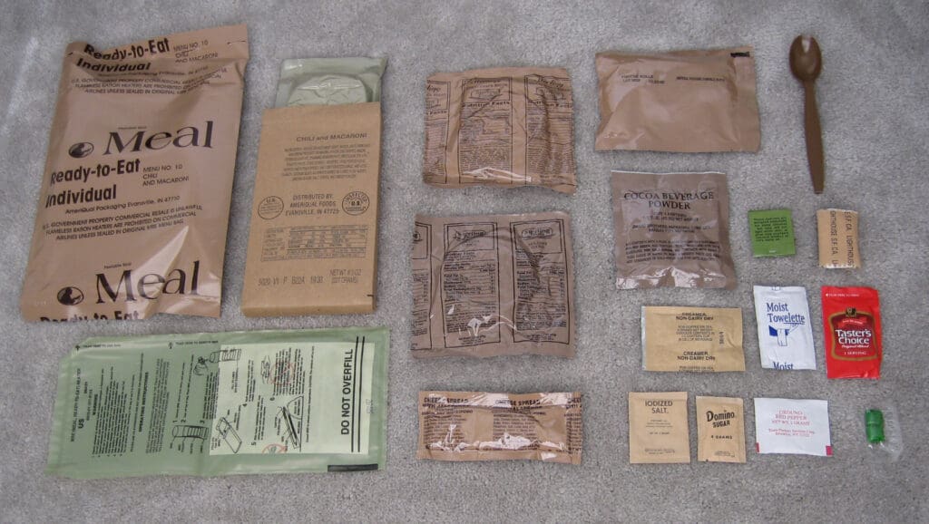 Contents of an MRE 24 hour ration pack