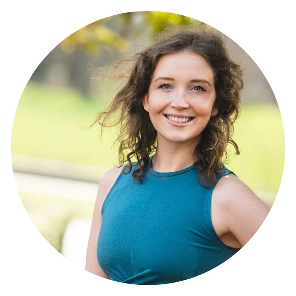 Francesca Hemms, wearing a blue top, smilling 
