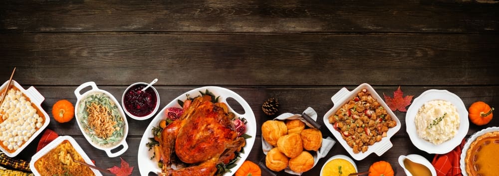 In America, large meals are eaten at times of celebration like Thanksgiving, Christmas and New Years